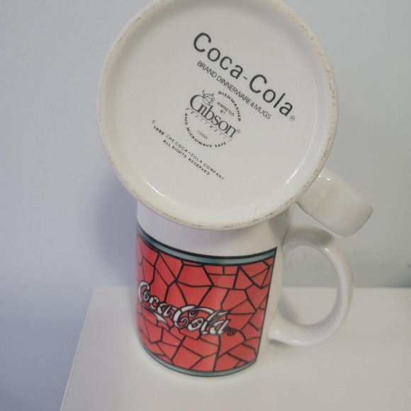 Set of Vintage Coca Cola, Stained Glass Design, Coffee Mugs - Picture 2 of 6